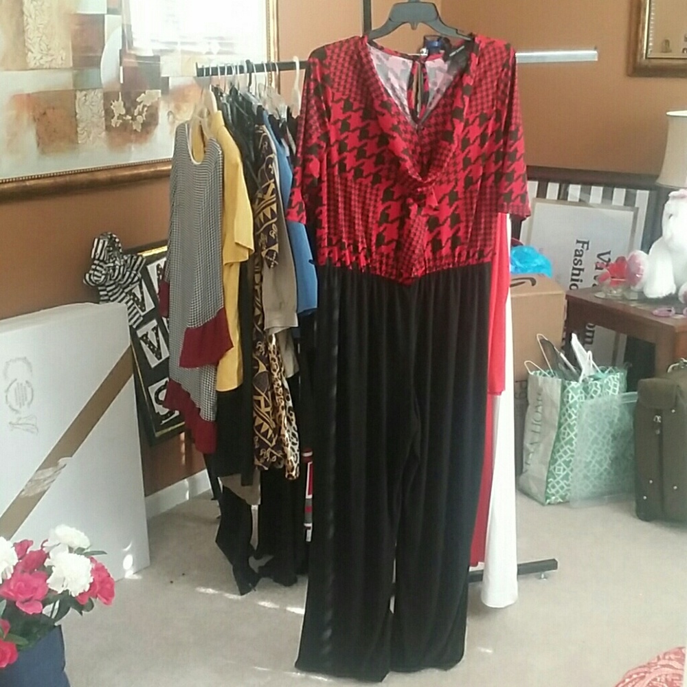 Ashley Stewart Red and Black Pant Jumper